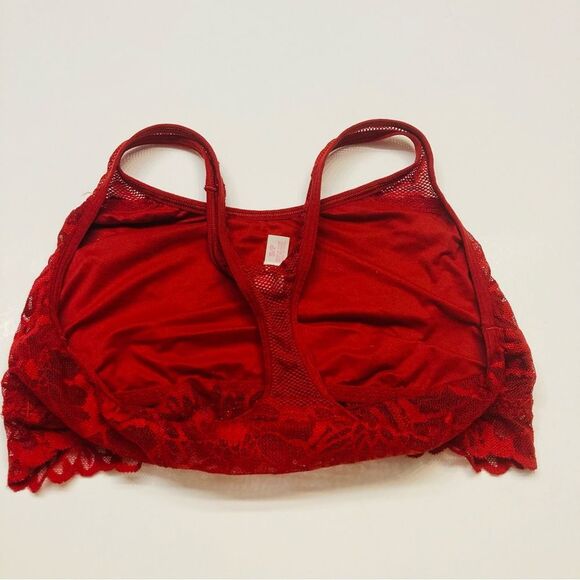 Victoria's Secret Pink Lace Bralette Bra Racerback Unlined Size Small Red - Picture 7 of 10